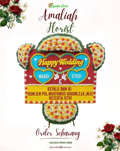 Karangan Papan Bunga Pernikahan di Monggol